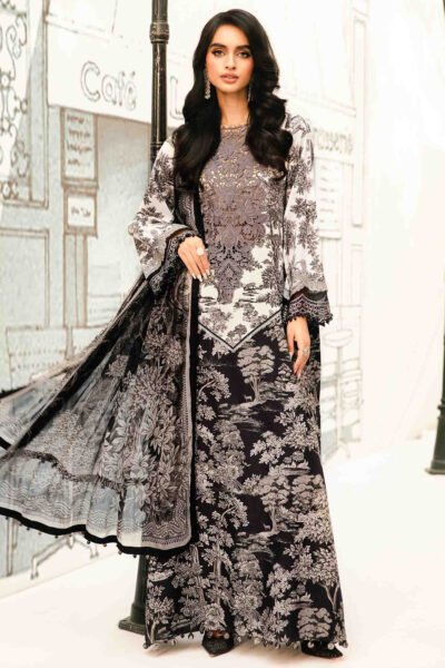 Lawn & Chiffon 3 Pcs - Black