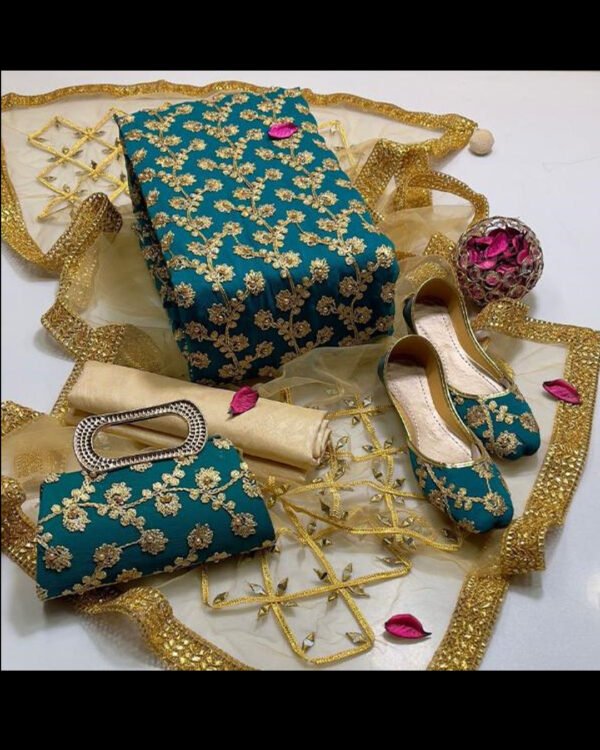 Women Unstitched Crinckle Chiffon Gota Work Fancy Dress